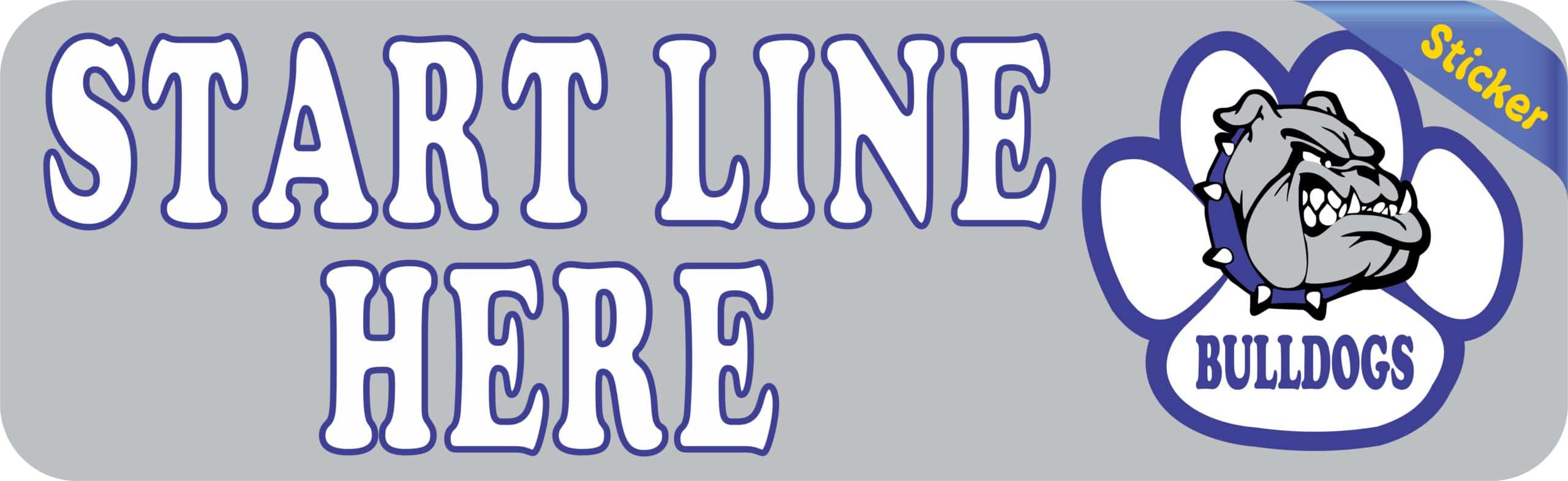 StickerTalk Blue Bulldog Start Line Here Vinyl Sticker, 10 inches x 3 inches