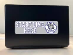 StickerTalk Blue Bulldog Start Line Here Vinyl Sticker, 10 inches x 3 inches