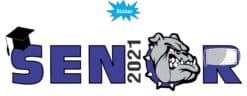 StickerTalk Blue Bulldog Senior 2021 Vinyl Sticker, 10 inches x 3 inches