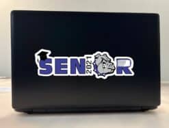 StickerTalk Blue Bulldog Senior 2021 Vinyl Sticker, 10 inches x 3 inches