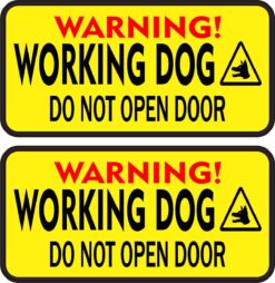 Do Not Open Door Working Dog Vinyl Stickers