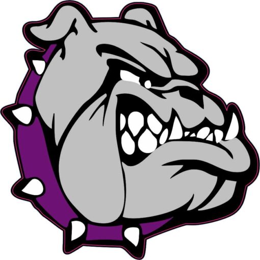 Purple and White Collar Bulldog Mascot Vinyl Sticker