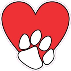 Paw Print Heart Vinyl Sticker