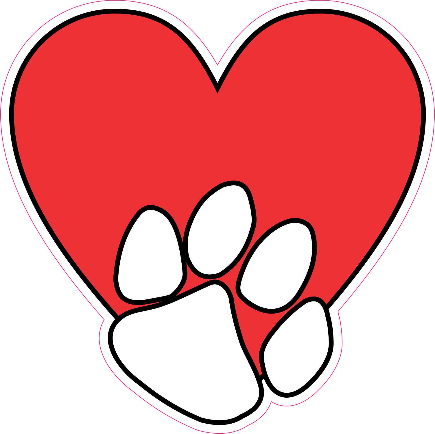 Paw Print Heart Vinyl Sticker