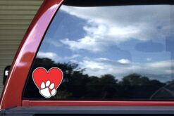 Paw Print Heart Vinyl Sticker