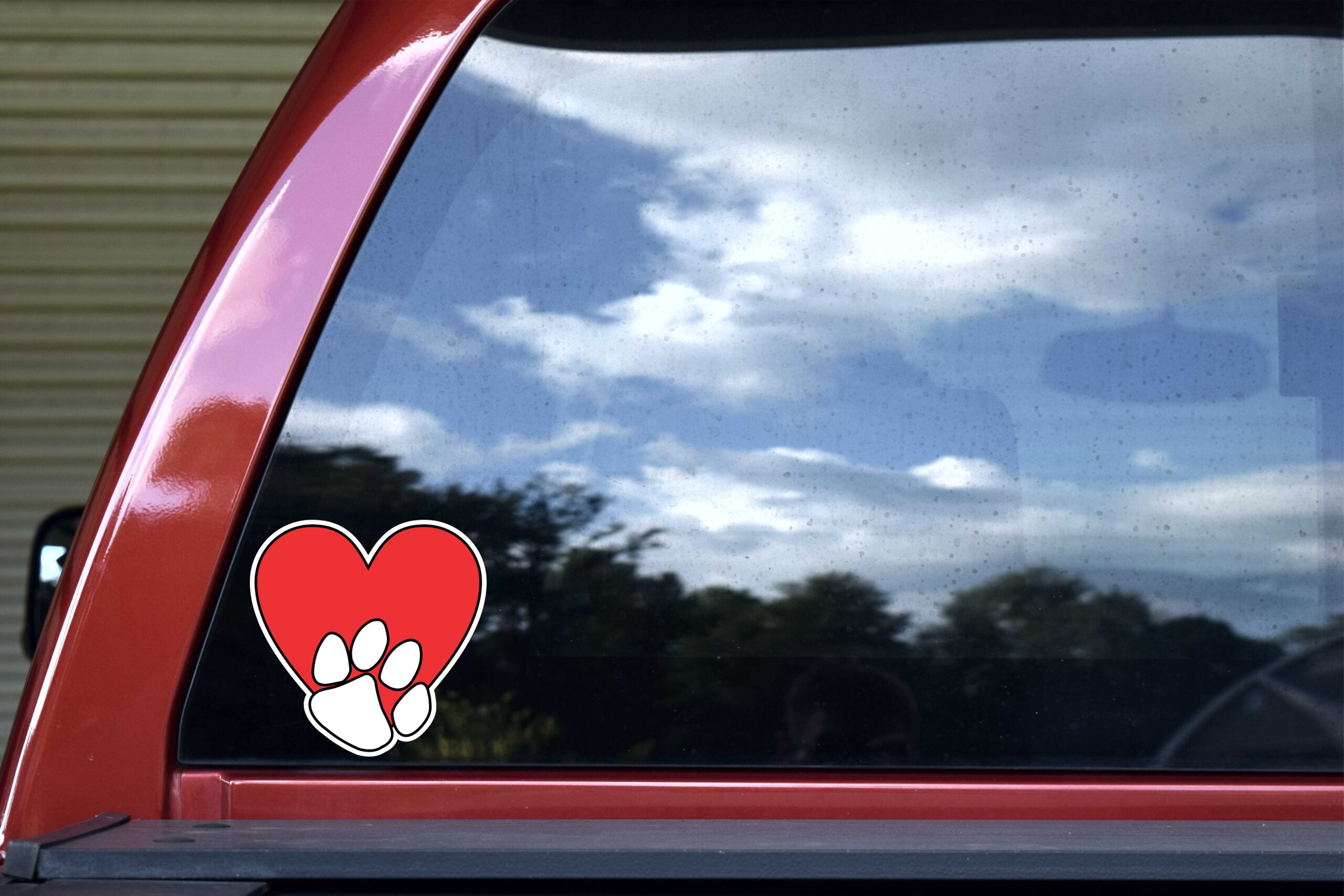 Paw Print Heart Vinyl Sticker