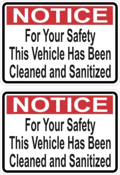 This Vehicle Has Been Cleaned and Sanitized Vinyl Stickers