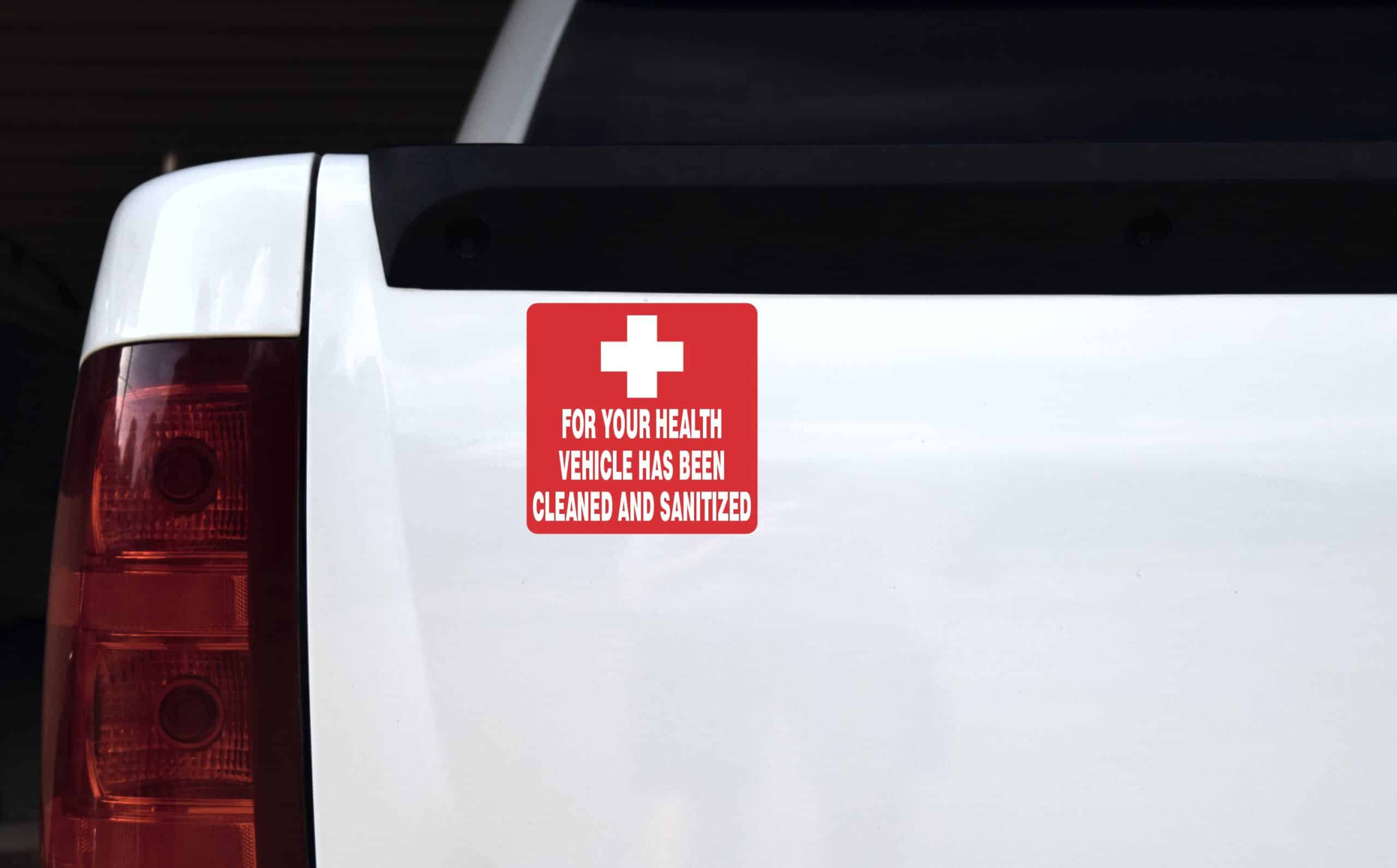 StickerTalk Vehicle Has Been Cleaned and Sanitized Vinyl Sticker, 5 inches x 5 inches - Image 4