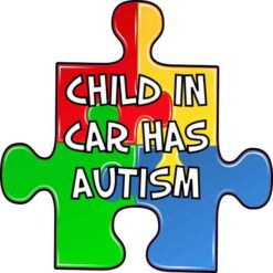 Puzzle Piece Child in Car Has Autism Vinyl Sticker