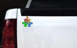 Puzzle Piece Child in Car Has Autism Vinyl Sticker