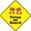 Girl Twins on Board Magnet