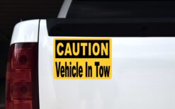 Caution Vehicle in Tow Vinyl Sticker