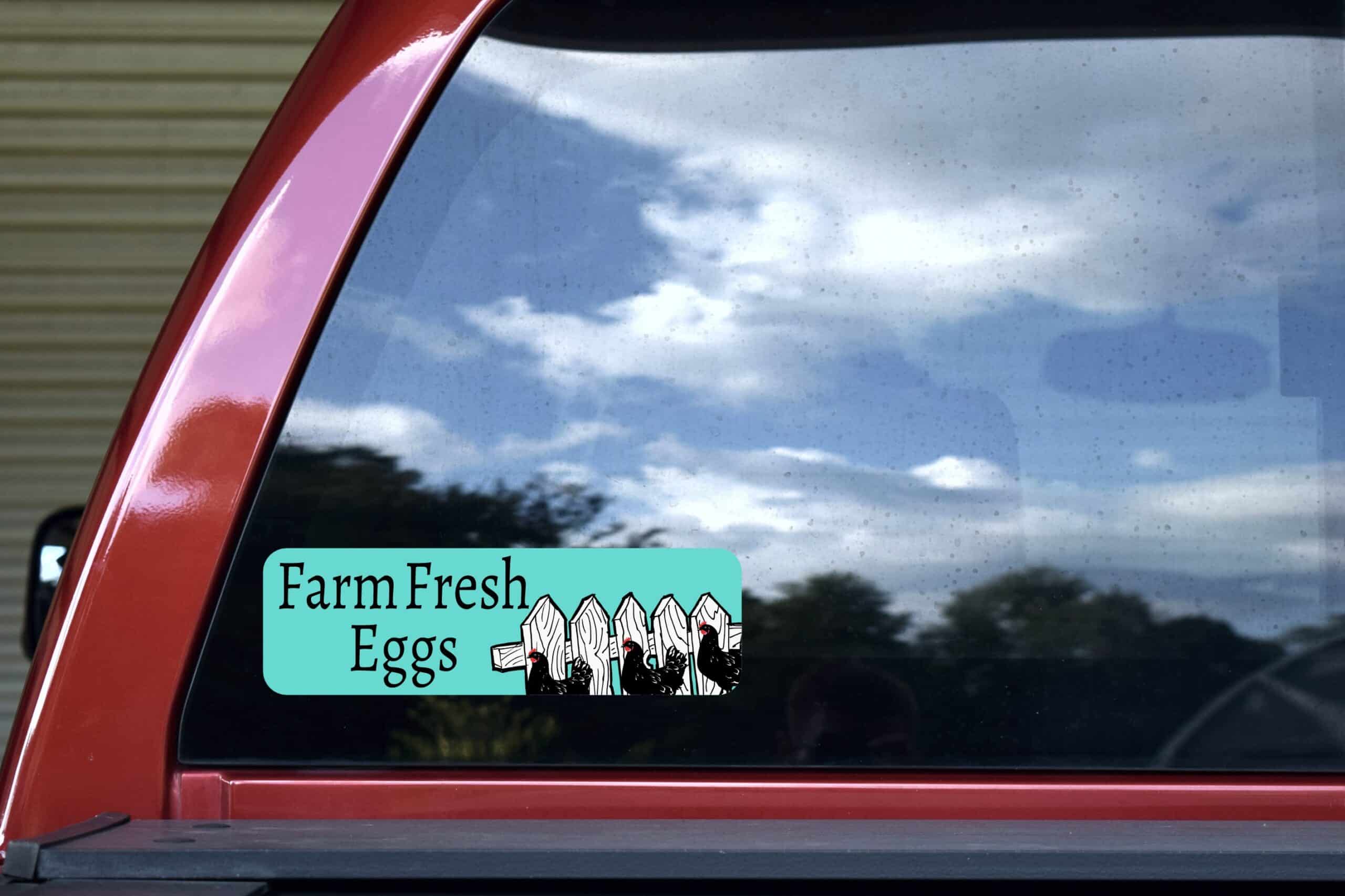 StickerTalk Teal Farm Fresh Eggs Vinyl Sticker, 10 inches x 3 inches