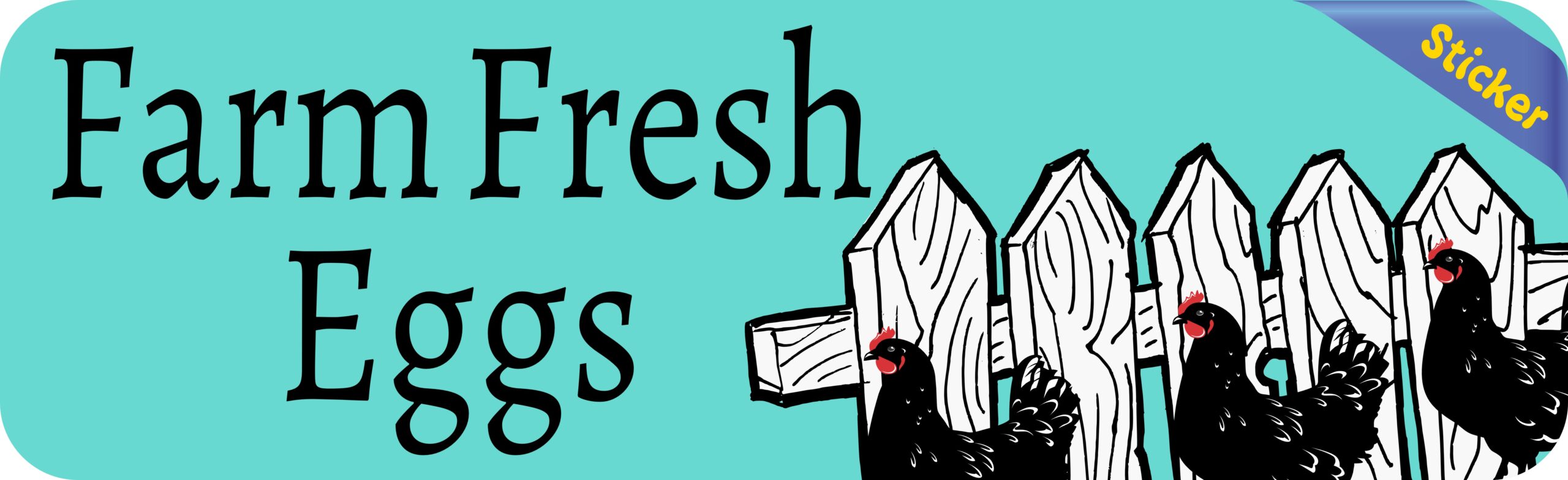 StickerTalk Teal Farm Fresh Eggs Vinyl Sticker, 10 inches x 3 inches