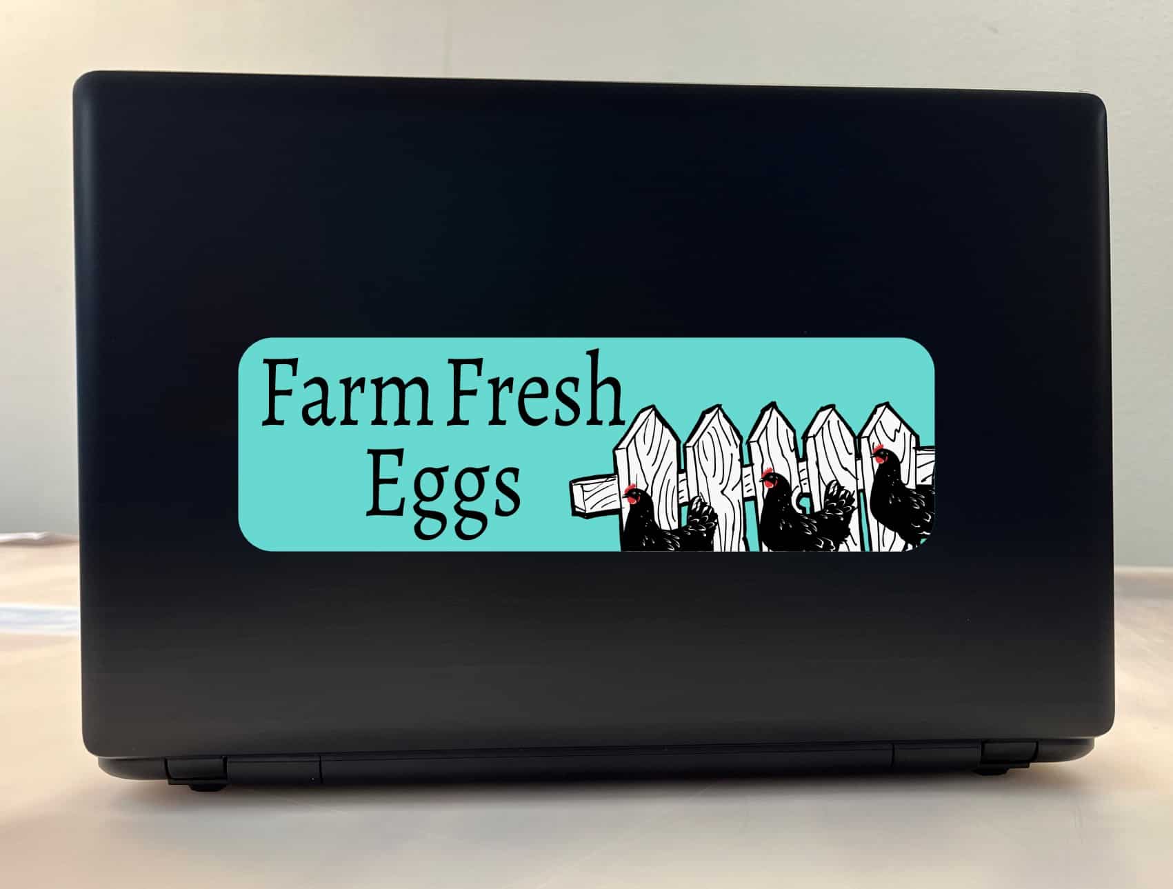 StickerTalk Teal Farm Fresh Eggs Vinyl Sticker, 10 inches x 3 inches