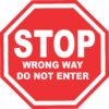 Stop Wrong Way Vinyl Sticker