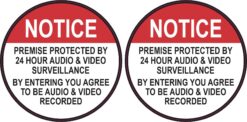Premise Protected by 24 Hour Surveillance Vinyl Stickers
