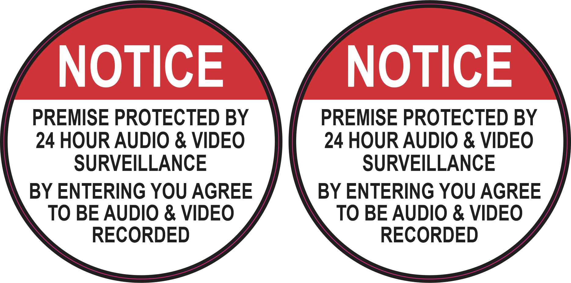 Premise Protected by 24 Hour Surveillance Vinyl Stickers