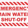Emergency Main Water Shut-Off Vinyl Sticker