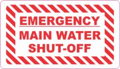 Emergency Main Water Shut-Off Vinyl Sticker