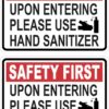 Upon Entering Use Hand Sanitizer Vinyl Stickers