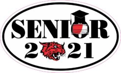 Red Wildcat Face Mask Senior 2021 Vinyl Sticker