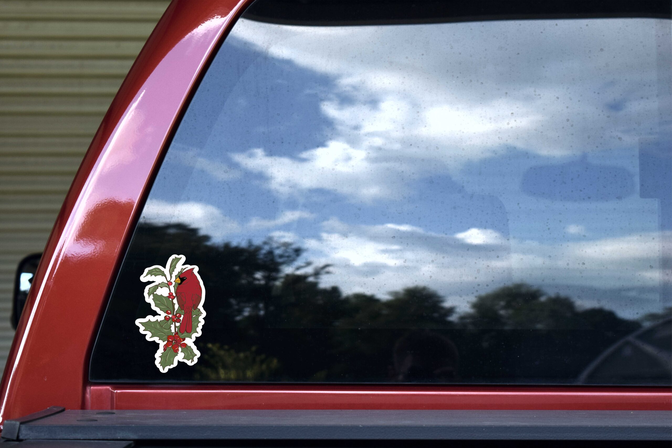 Holly Branch Cardinal Vinyl Sticker