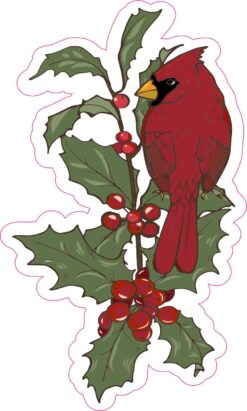 Holly Branch Cardinal Vinyl Sticker