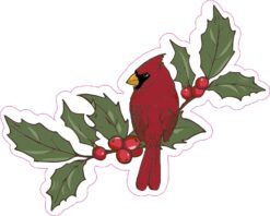 Holly Branch Cardinal Vinyl Sticker