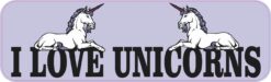 Purple I Love Unicorns Vinyl Sticker
