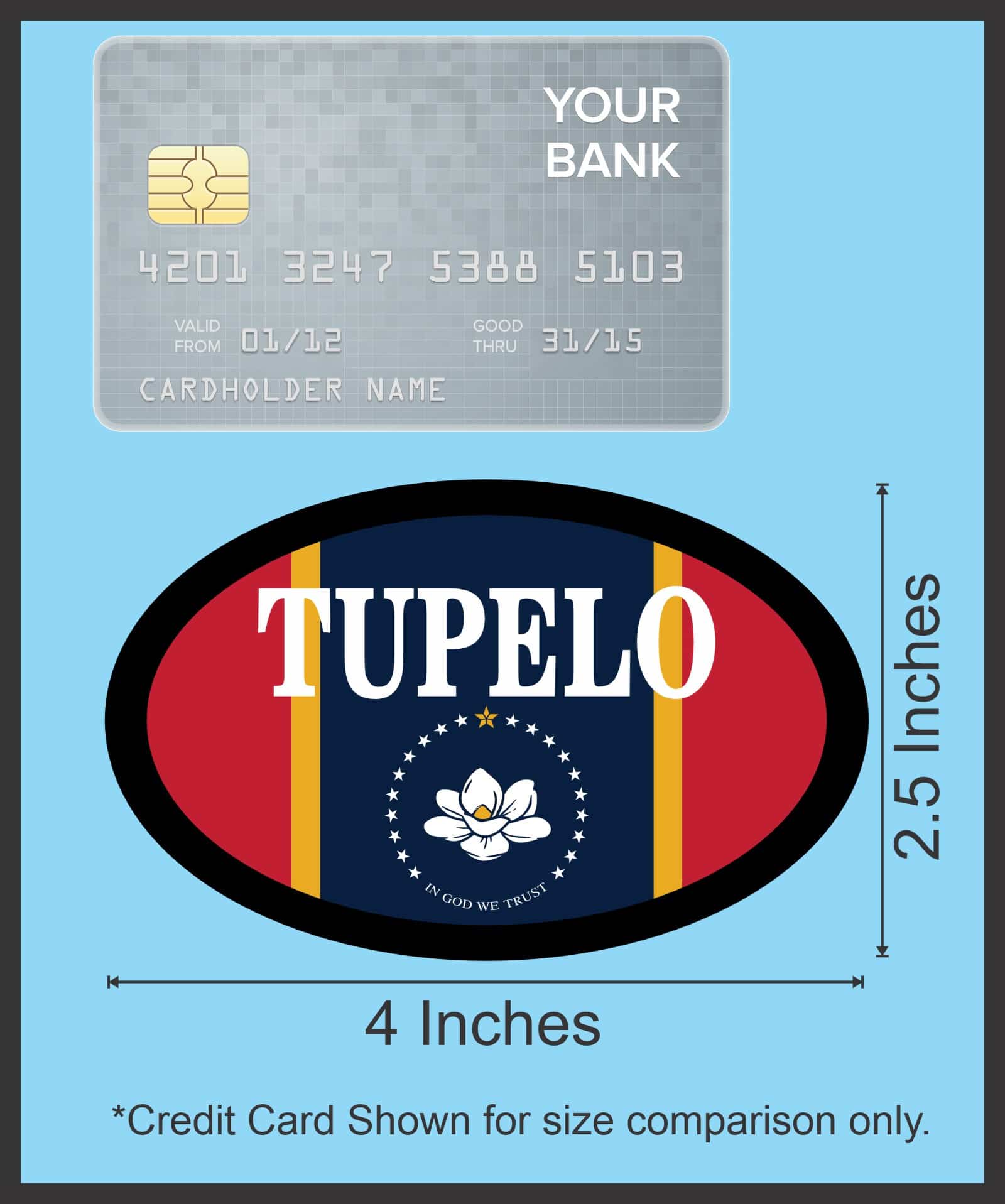 StickerTalk Flag Oval Tupelo Vinyl Sticker, 4 inches x 2.5 inches - Image 5