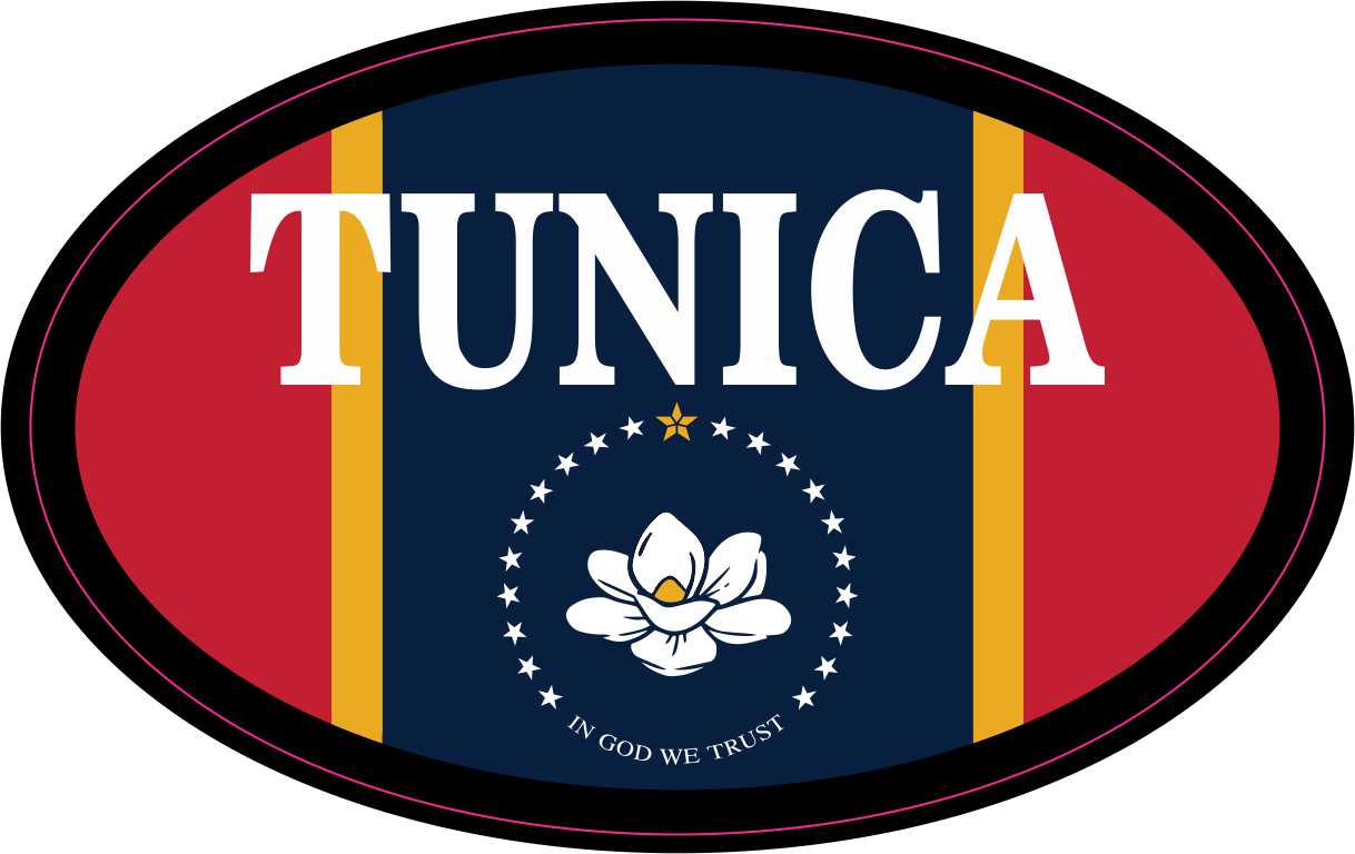 Mississippi Flag Oval Tunica Vinyl Sticker