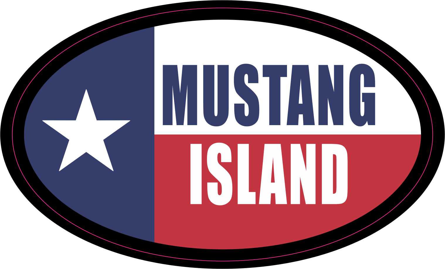 Flag Oval Mustang Island Vinyl Sticker