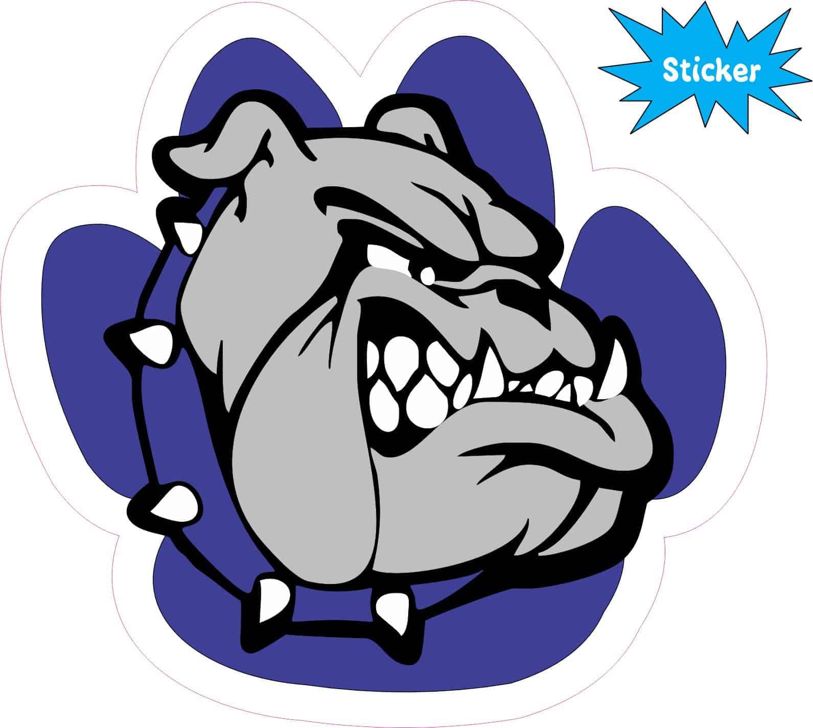 StickerTalk Blue and White Bulldog Paw Print Vinyl Sticker, 5 inches x 4.75 inches - Image 2
