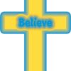 Gold Blue Believe Cross Vinyl Sticker