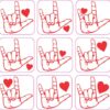 Red Heart ASL I Love You Vinyl Stickers