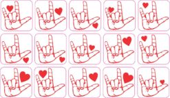 Red Heart ASL I Love You Vinyl Stickers