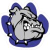 Blue and White Bulldog Paw Print Vinyl Sticker