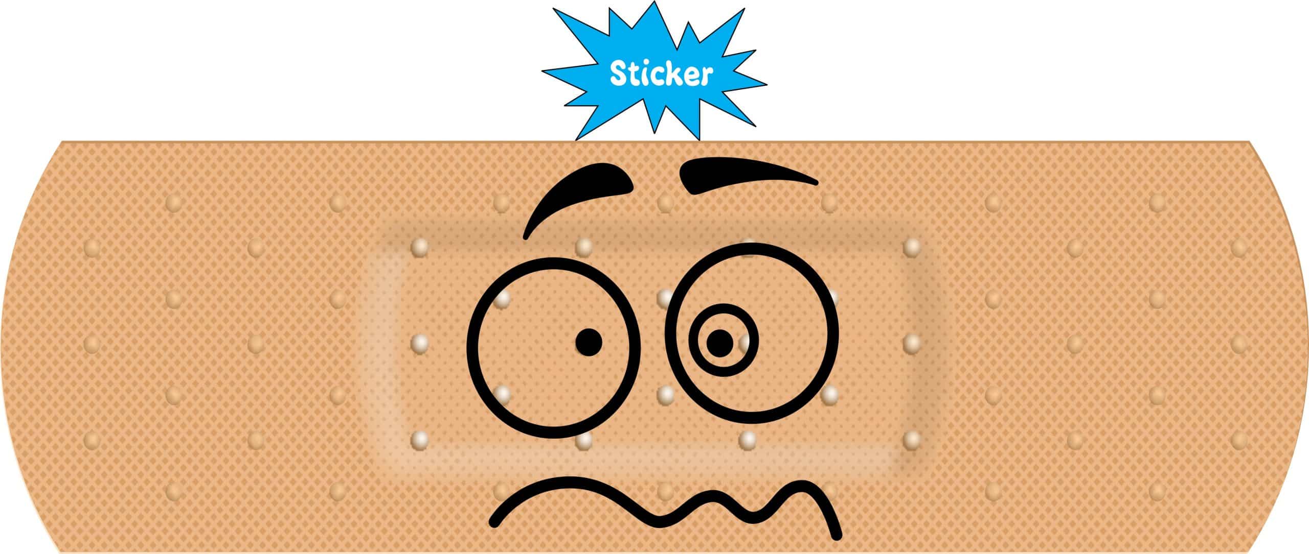 StickerTalk Crazy Face Bandage Vinyl Sticker, 8 inches x 2.5 inches - Image 2