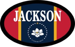 Mississippi Flag Oval Jackson Vinyl Sticker