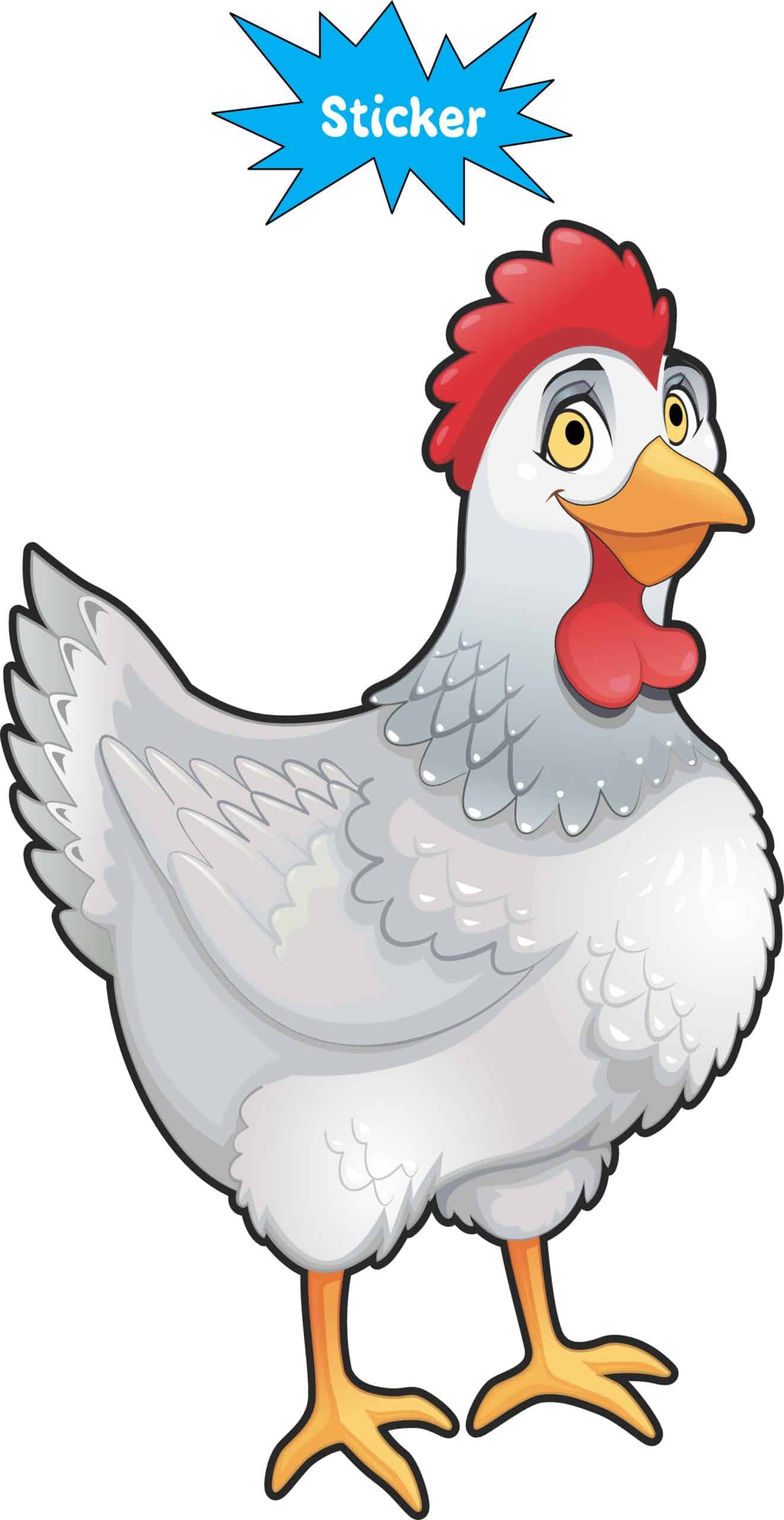 StickerTalk White Chicken Vinyl Sticker, 3 inches x 5 inches - Image 2