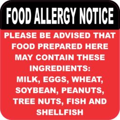 Food Allergy Notice Vinyl Sticker