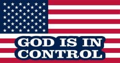 StickerTalk American Flag God Is in Control Vinyl Sticker, 8.5 inches by 4.5 inches