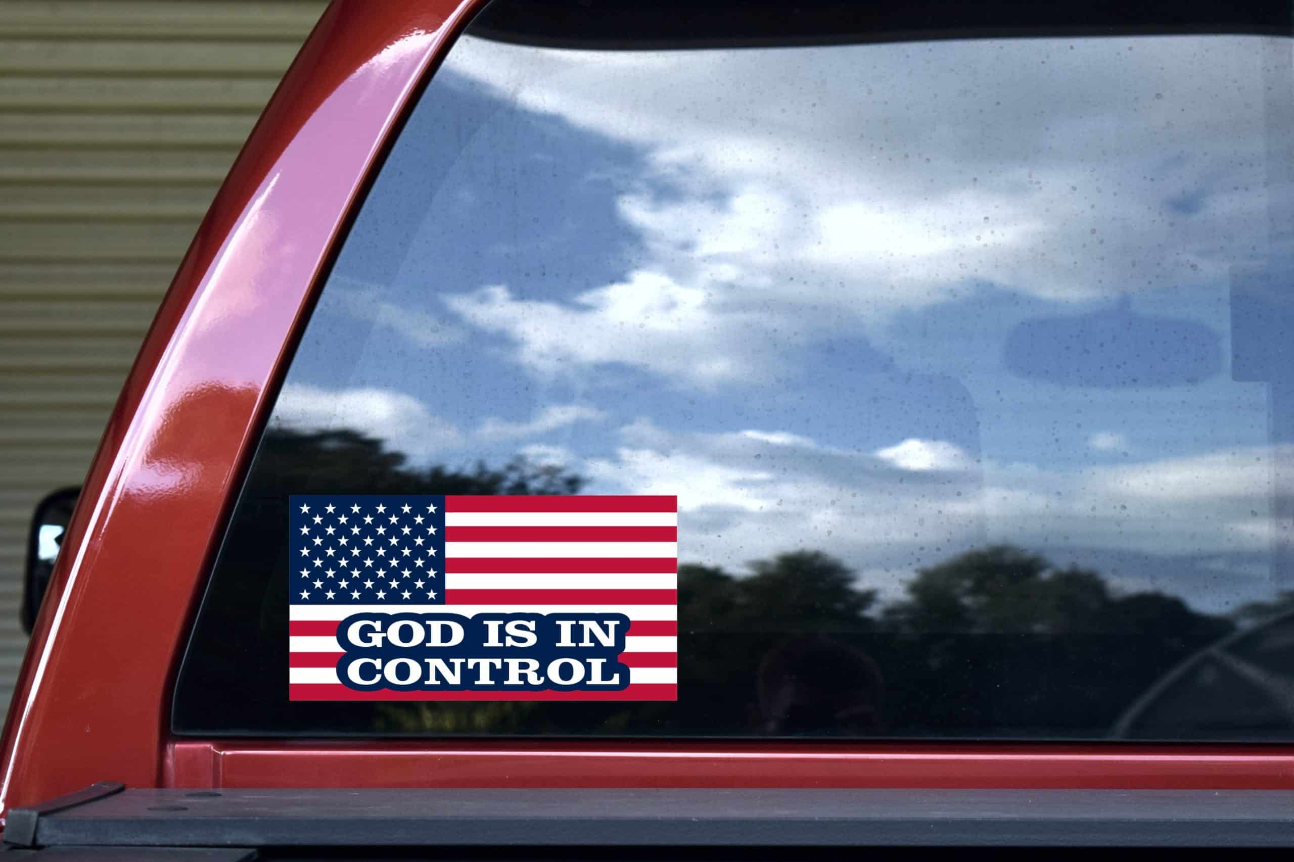 StickerTalk American Flag God Is in Control Vinyl Sticker, 8.5 inches by 4.5 inches - Image 5