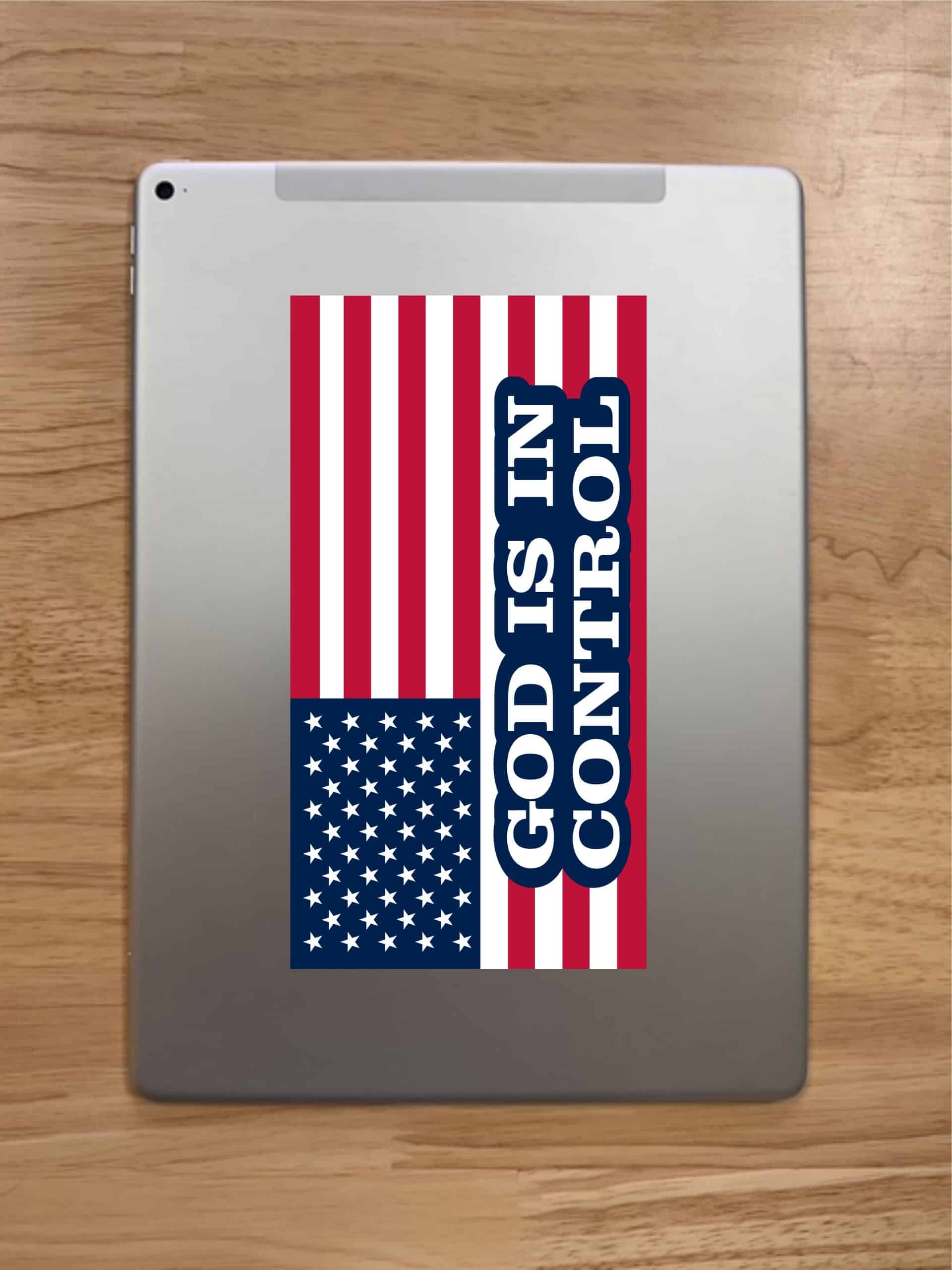 StickerTalk American Flag God Is in Control Vinyl Sticker, 8.5 inches by 4.5 inches - Image 8