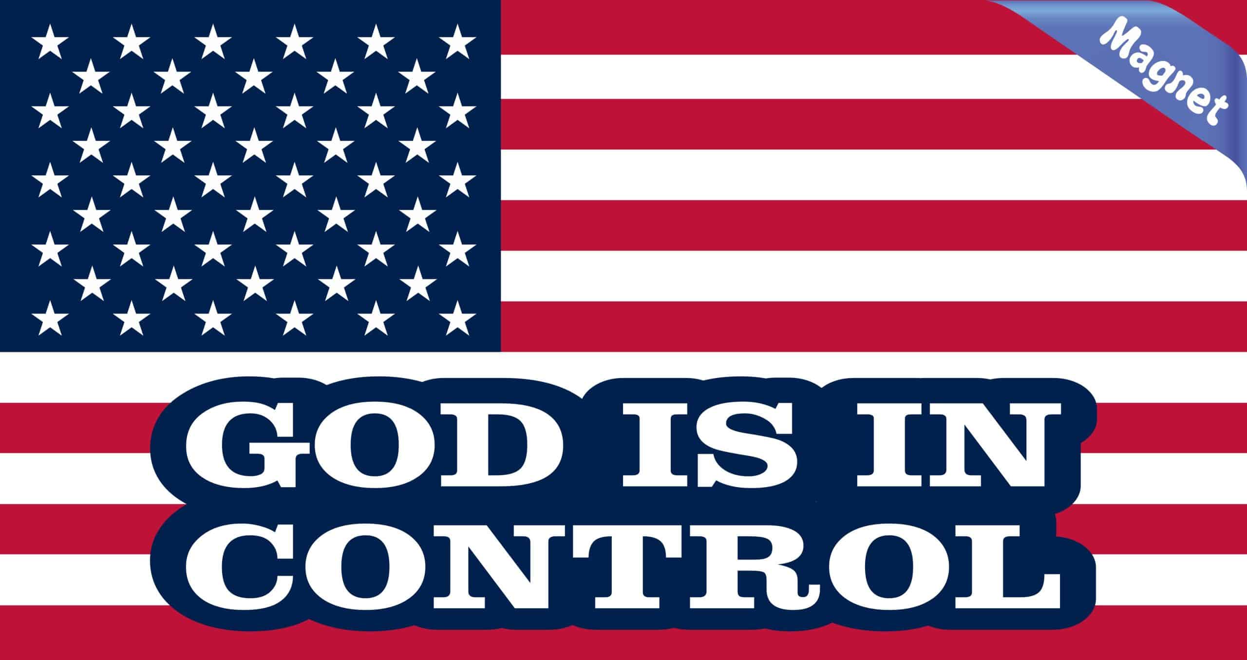StickerTalk American Flag God Is in Control Magnet, 8.5 inches x 4.5 inches - Image 2