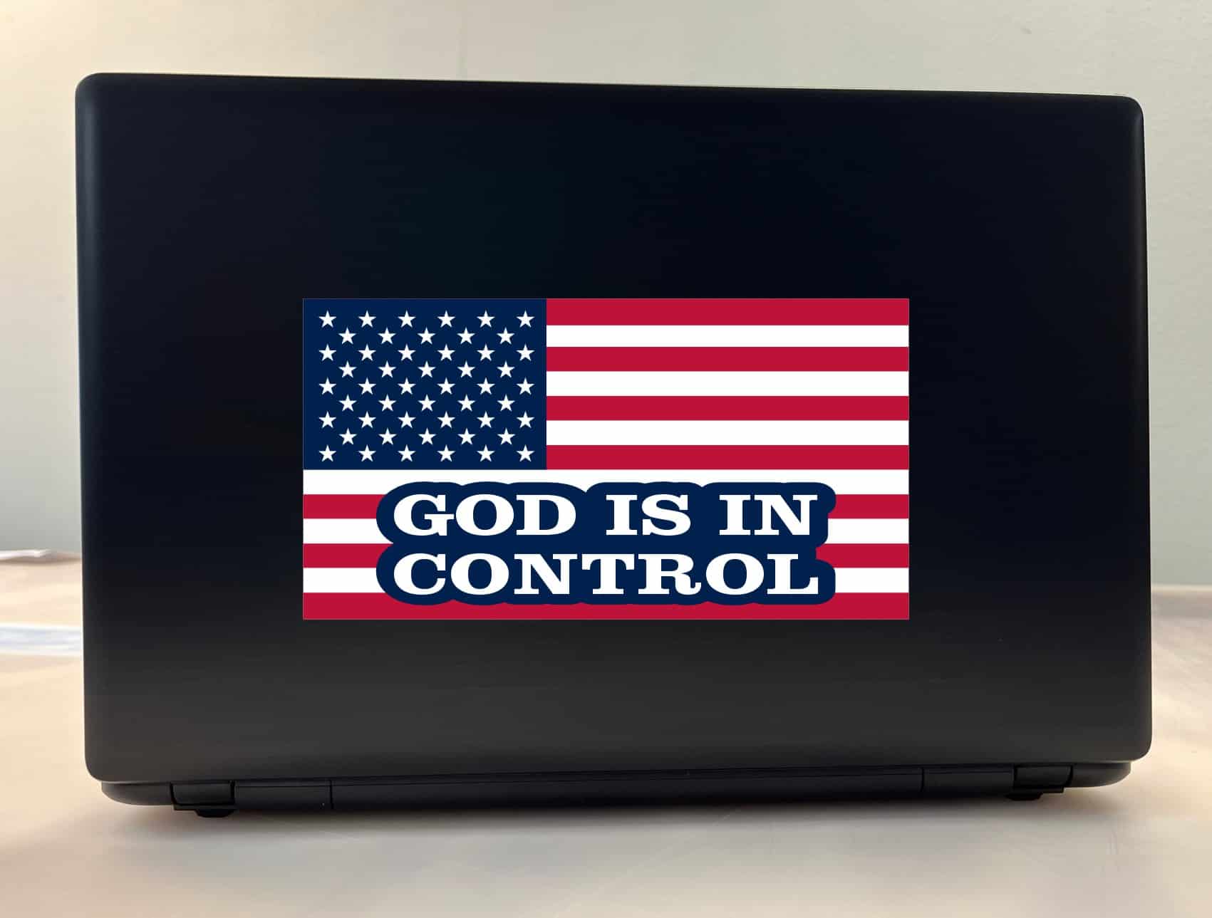 StickerTalk American Flag God Is in Control Vinyl Sticker, 8.5 inches by 4.5 inches - Image 3