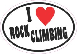 Oval I Love Rock Climbing Vinyl Sticker