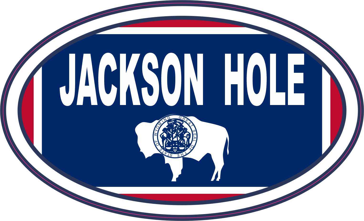 Flag Oval Jackson Hole Vinyl Sticker