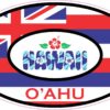Hibiscus Oval Oahu Hawaii Vinyl Sticker